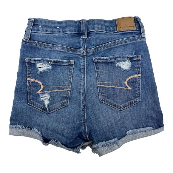 American Eagle Curvy Hi Rise Shortie Shorts Sz 0 Button Fly - Picture 3 of 5